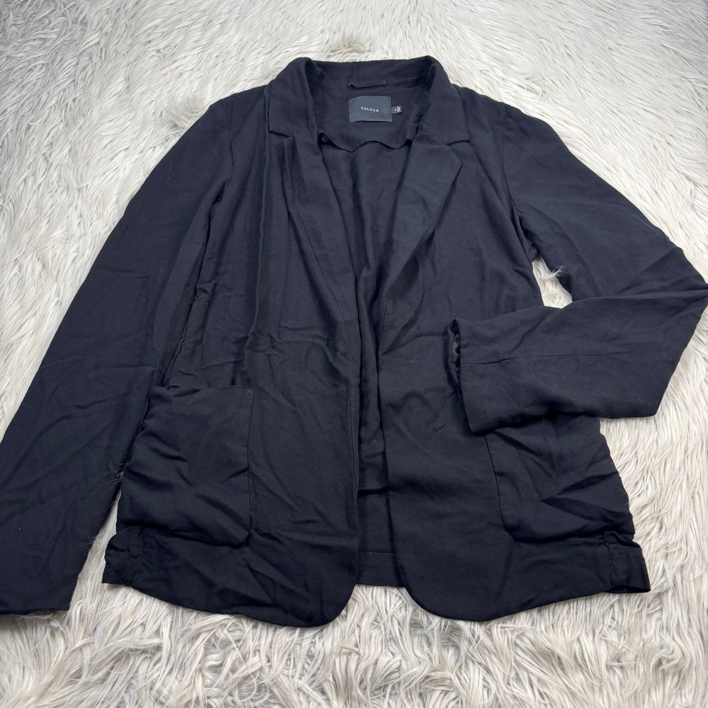 Aritzia Talula Women's 8 Black Kent Draped Open Front Blazer Jacket Career Prep